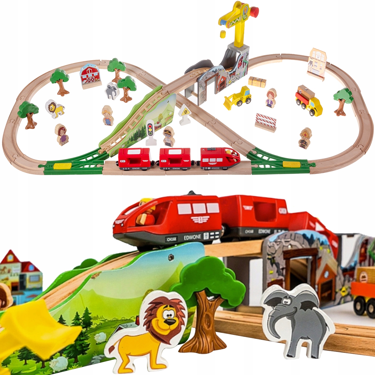 Дерев'яна залізнична колія Величезні залізничні колії 3,2 м на батарейках для дитячих вагонів