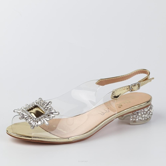 Złote sandały damskie na słupku DiA 1037-05 r37