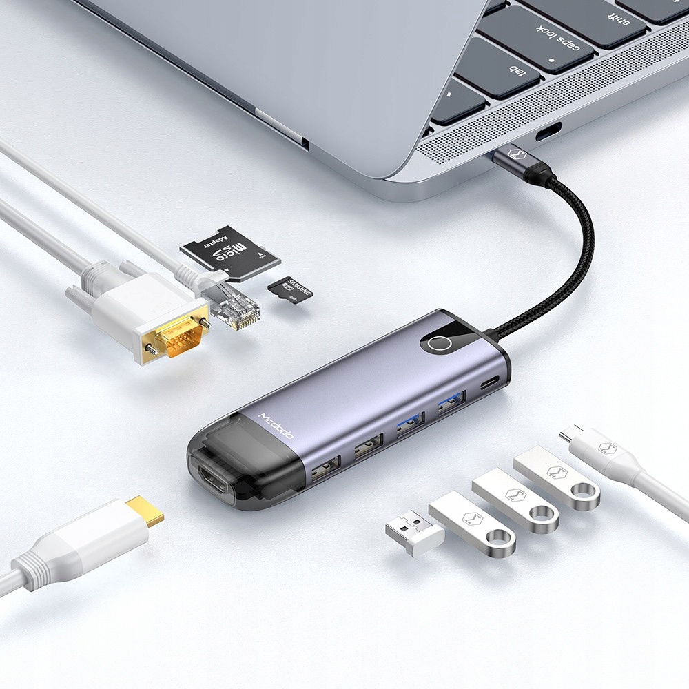 Mcdodo Hub 10w1 USB-C RJ-45 VGA HDMI 4K do Macbook Liczba portów 10