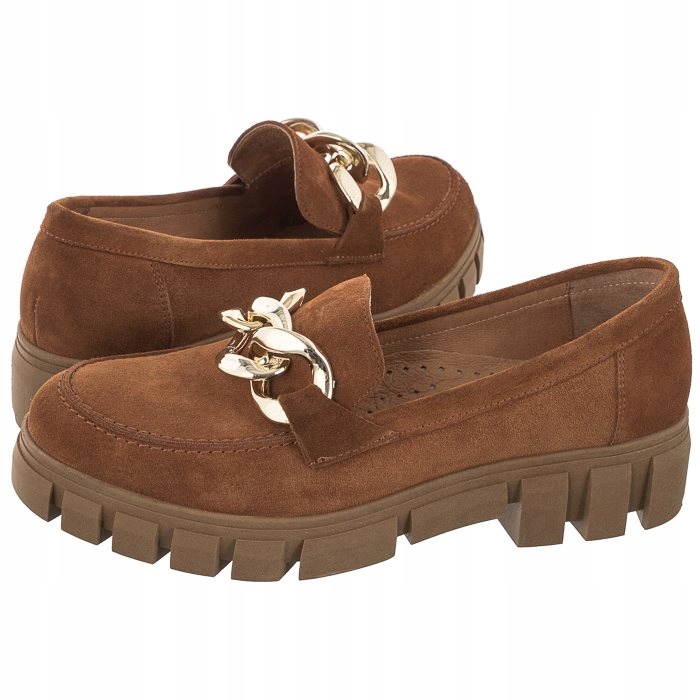 

Buty Damskie Mokasyny Skórzane Nessi Brązowe 21085