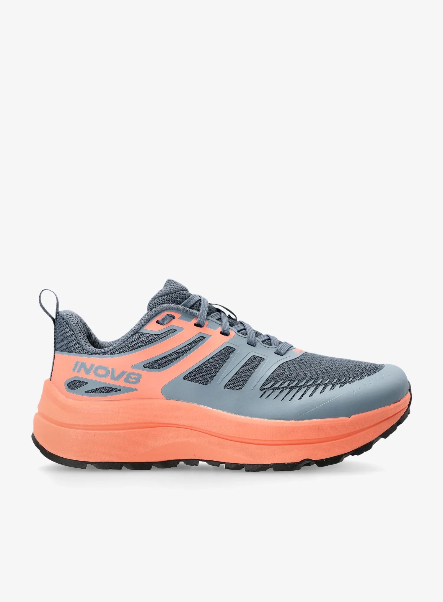 Buty trailowe damskie Inov-8 TrailFly Max Wide blue grey/coral/grey 37