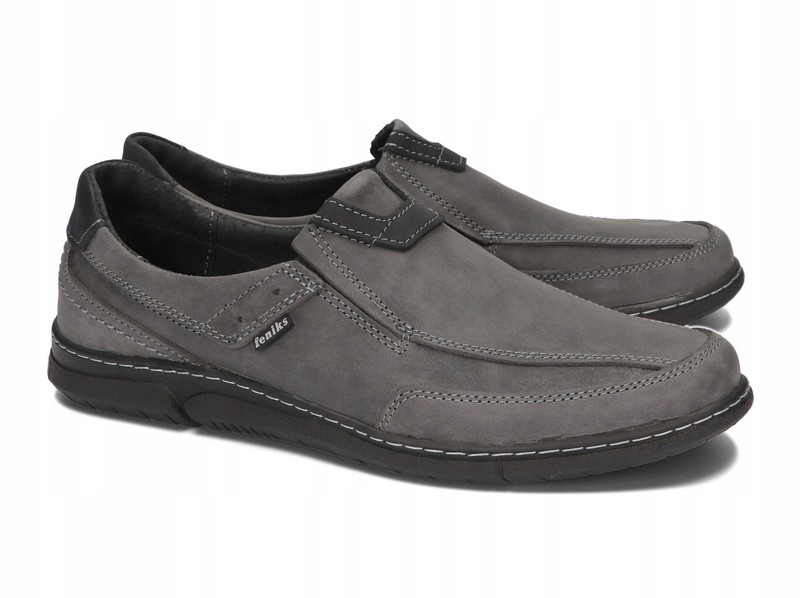 MOKASYNY SKÓRA NATURALNA PÓŁBUTY 102 SZARY 40 Płeć mężczyzna