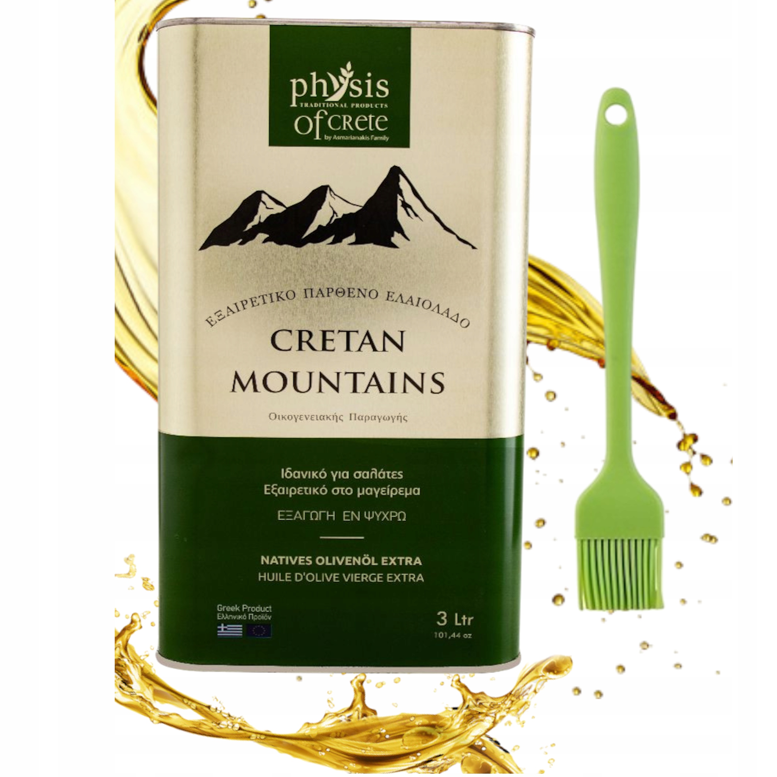 Levně Extra panenský olivový olej 3L Physis of Crete štětec na mazání oleje