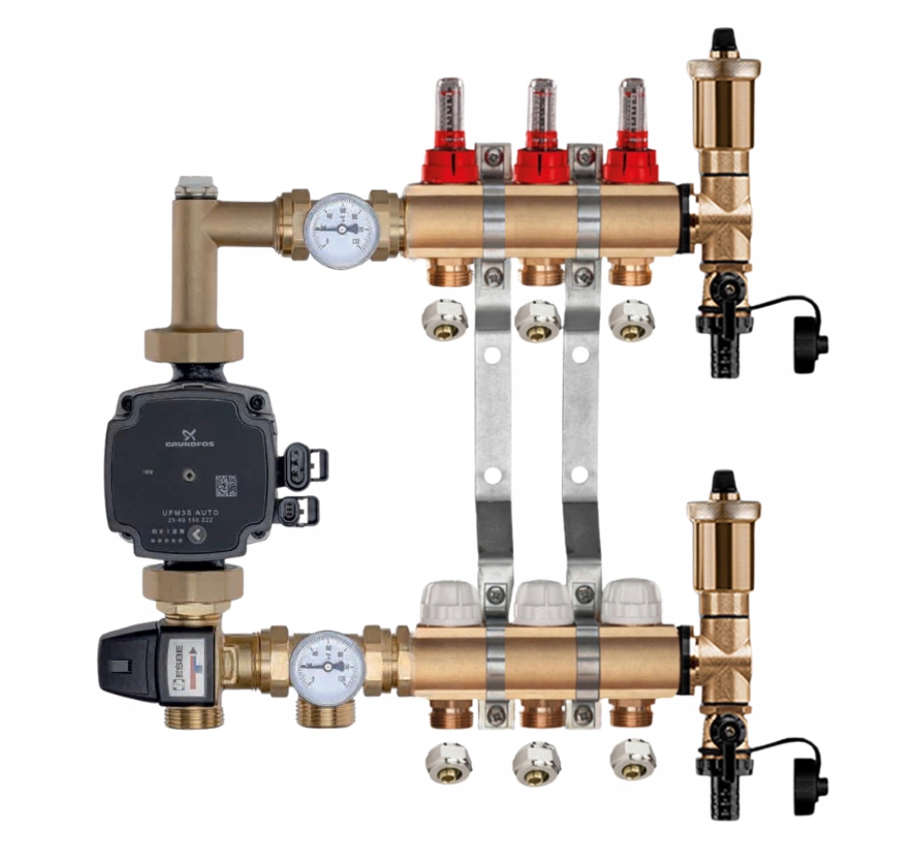 Mosazný Rozdělovač Podlahovky 3 Čerpací Skupina Grundfos Pex Spojky