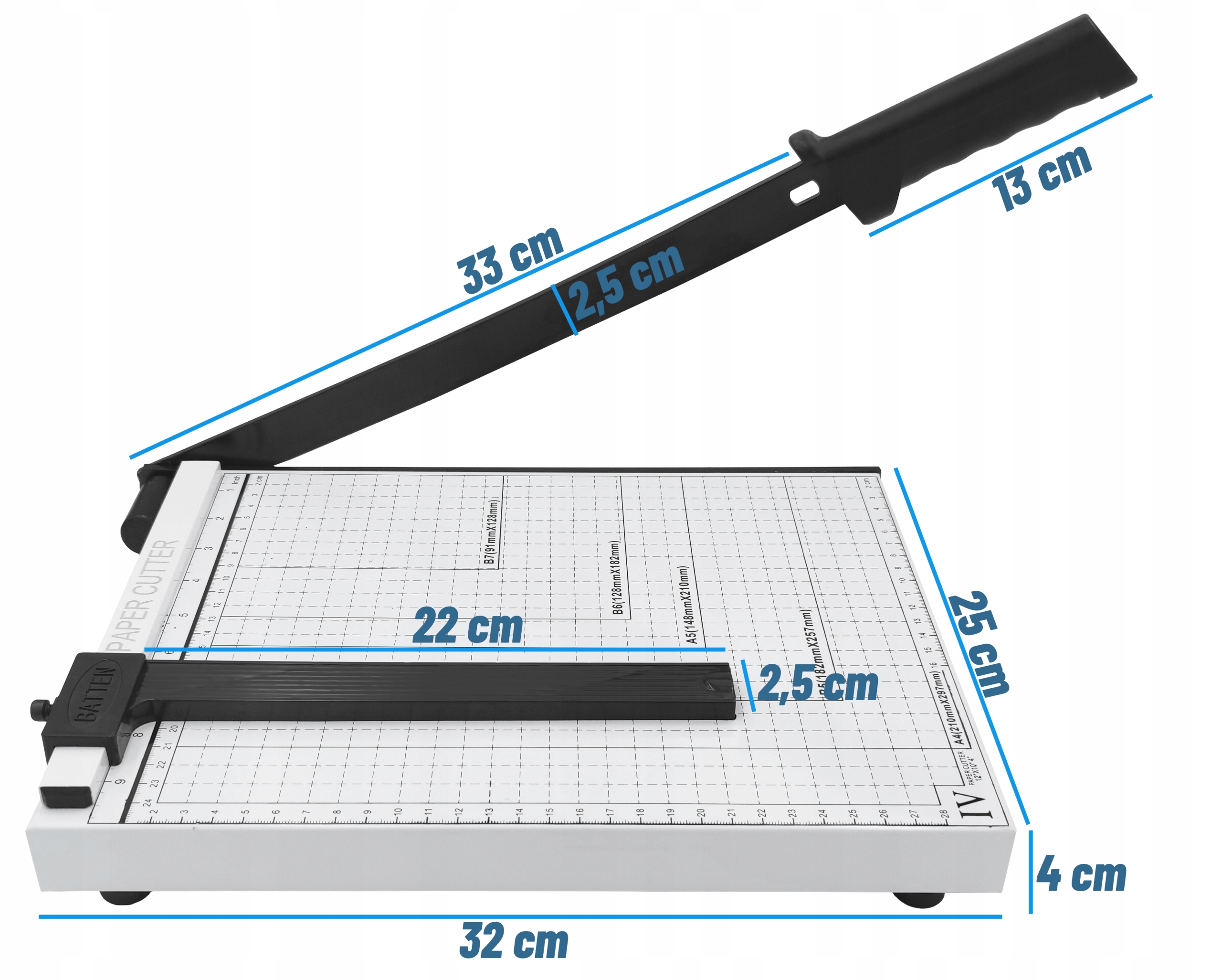 RĘCZNA NOŻOWA GILOTYNA DO PAPIERU INTROLIGATORSKA B7-A4 SAMOOSTRZĄCA METAL Waga produktu z opakowaniem jednostkowym 2.5 kg