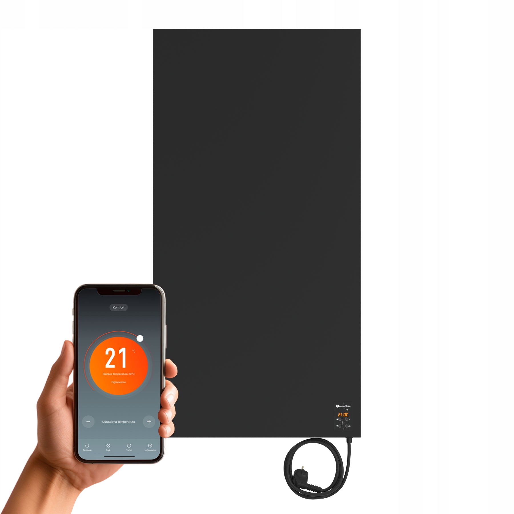 Elektrický ocelový radiátor Wifi 750W černý vertikální infračervený panel