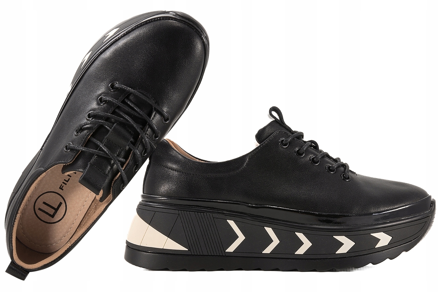 Filippo DP6427 Dámské Polobotky Tenisky Na Platformě, Kožené, černé 36