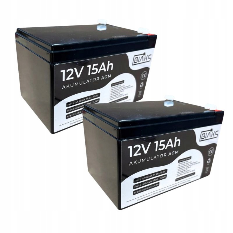 2x akumulátor Agm 12V 15Ah Biaks (rozmer 12Ah 14Ah 10Ah) alarm Ups Cctv
