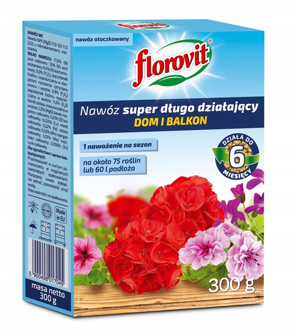 

Nawóz do roślin Dom i Balkon Florovit 300g 6-msc