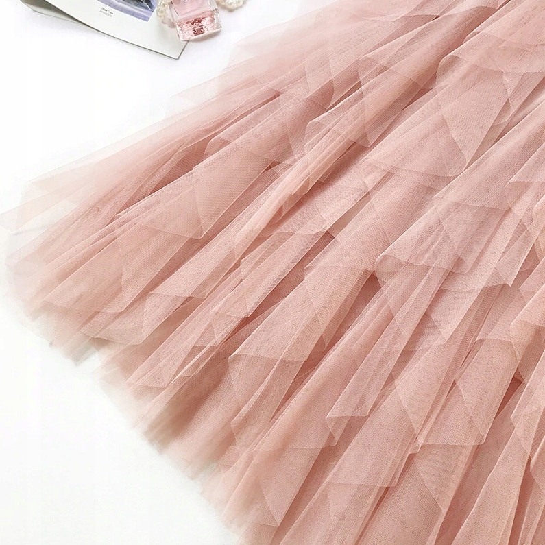 SPÓDNICA TIULOWA DŁUGA FALBANY NA GUMCE KOLORY Materiał dominujący poliester