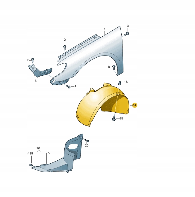 NOWE ORYGINALNE NADKOLE LEWY PRZÓD VOLKSWAGEN PASSAT CC 3C8805978A Strona zabudowy przednie prawe