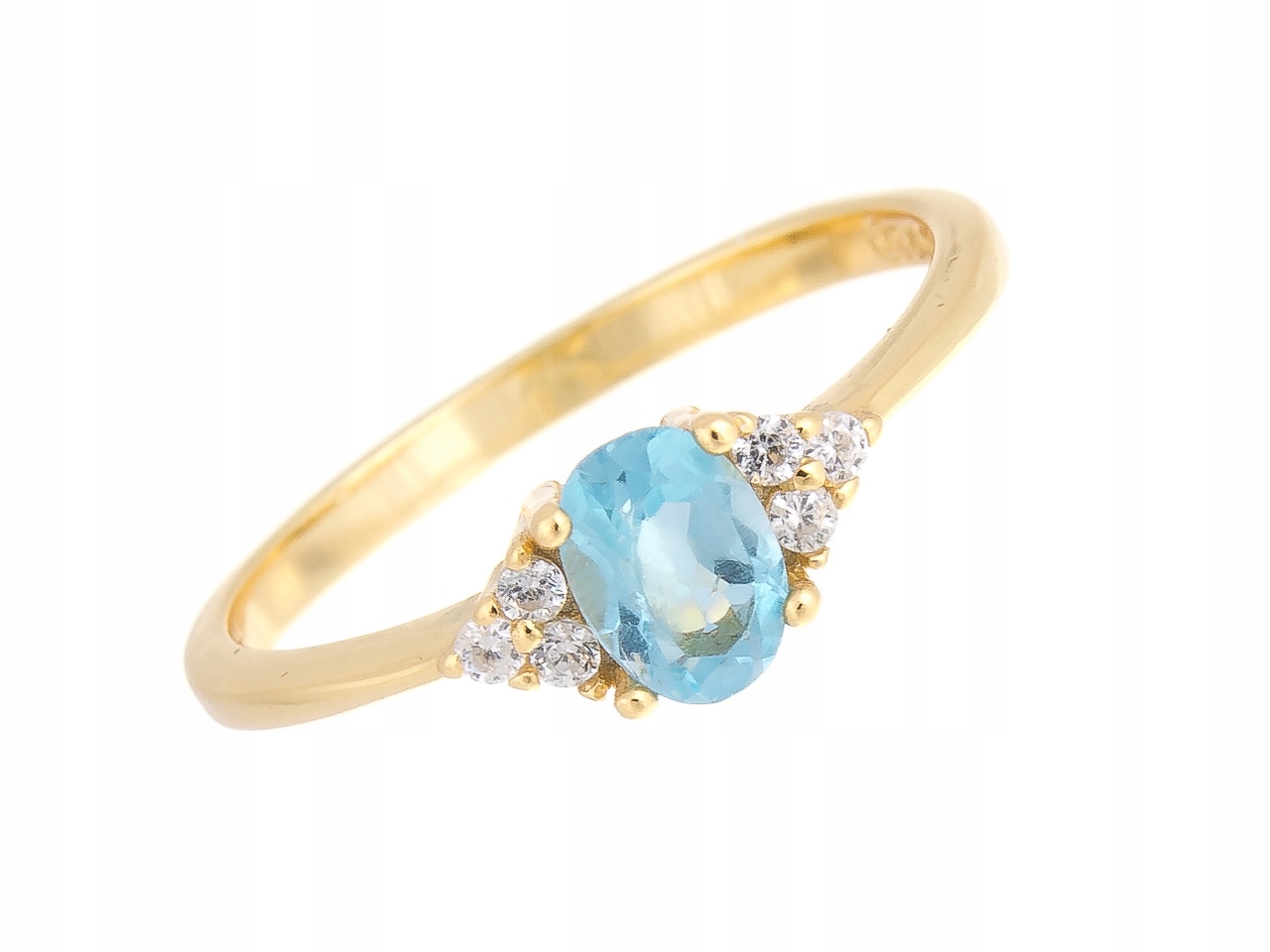 Postříbřený Prstýnek Pozlácený Švýcarský Topaz Přírodní Vel. 20