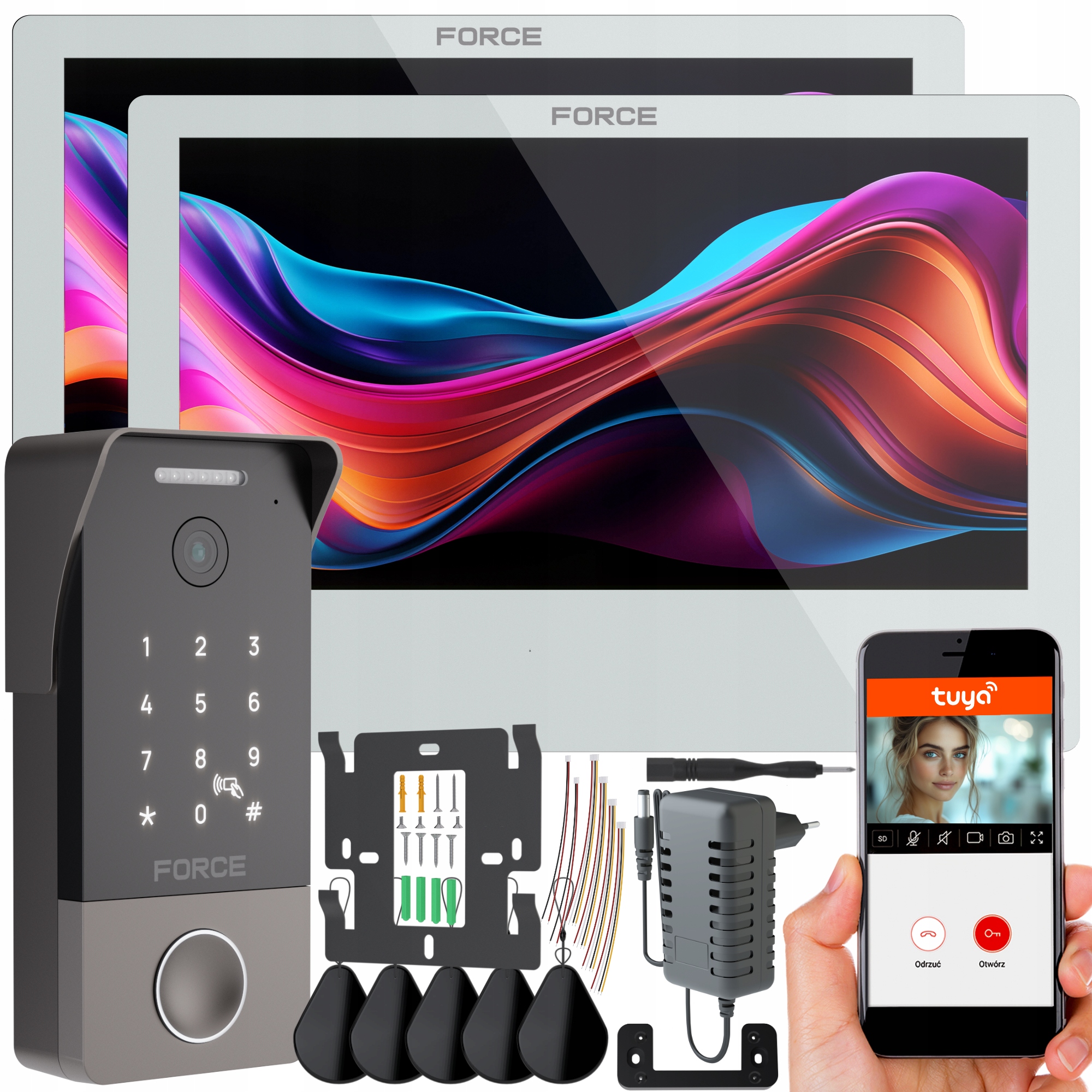 Videovrátnik Force Myway Pro 2X Monitor 10" Biely WiFi Tuya Kľúčenky