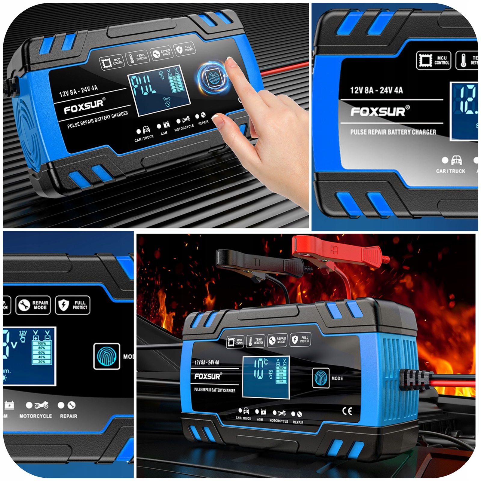 Prostownik AUTOMATYCZNY SAMOCHODOWY FUNKCJA NAPRAWY AKUMULATORÓW 8A 12V 24V Model nie