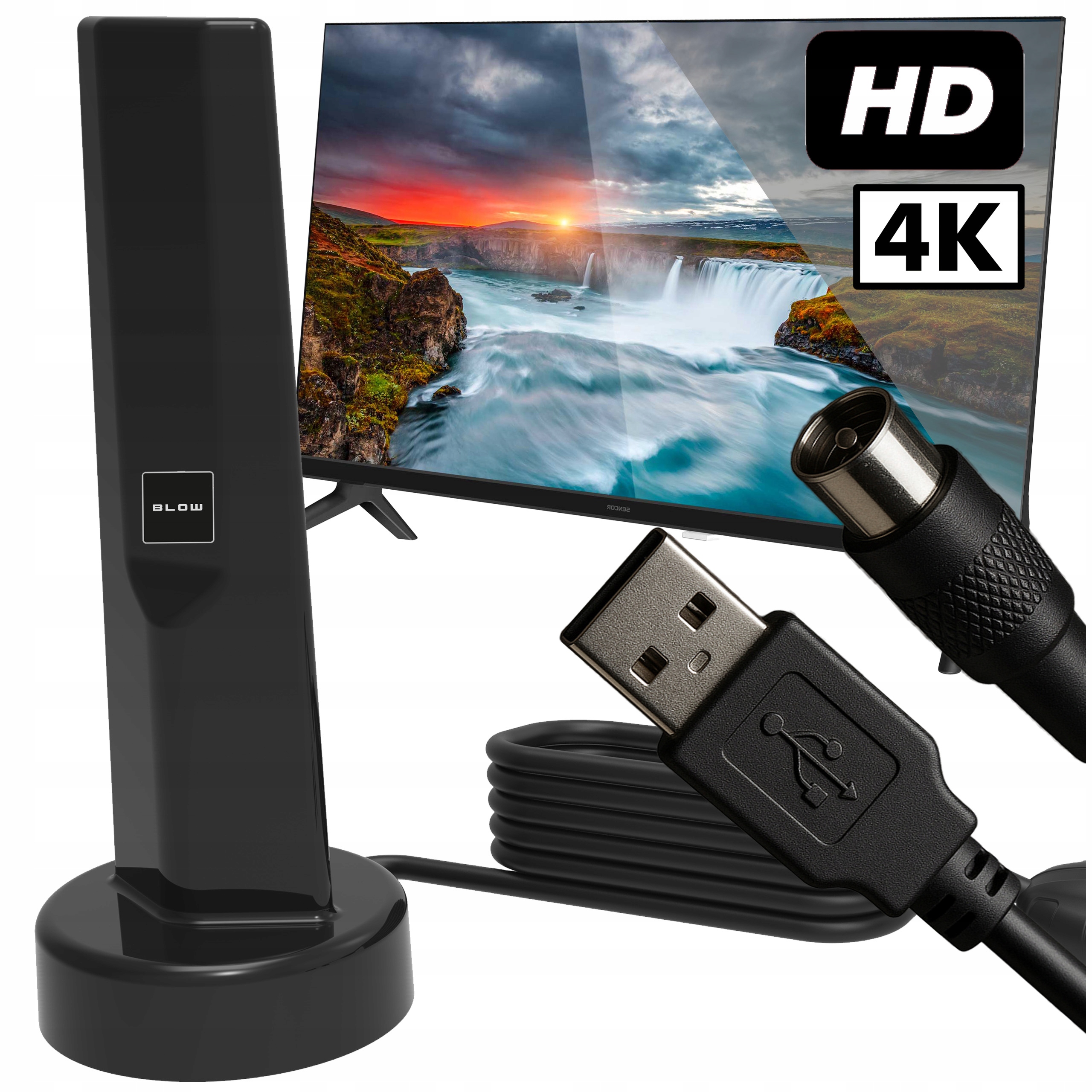 Všesměrová Aktivní Pokojová Anténa Tv Fhd 4K MUX-8 Lte Zesilovač DVB-T2