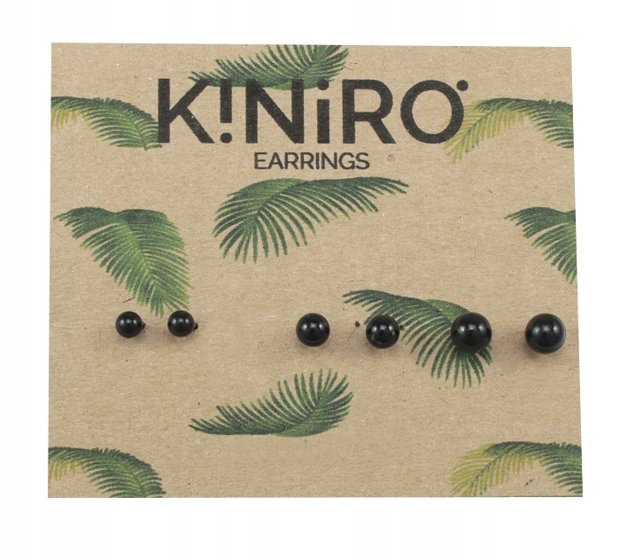 

Kolczyki Czarne Kulki 3 Pary Set 4 mm, 5 mm, 6 mm
