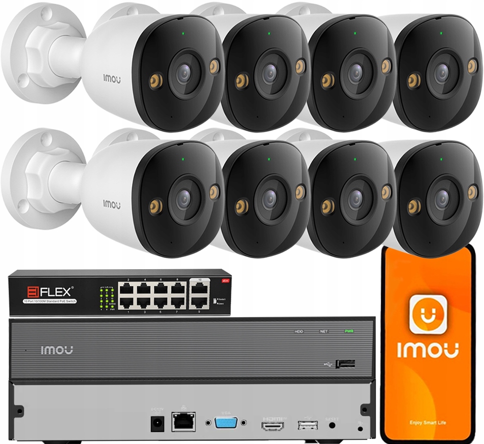 Monitorovací sada 8MPx 8 Ip kamer IPC-PS3EP-8Q0 Imou Audio Led