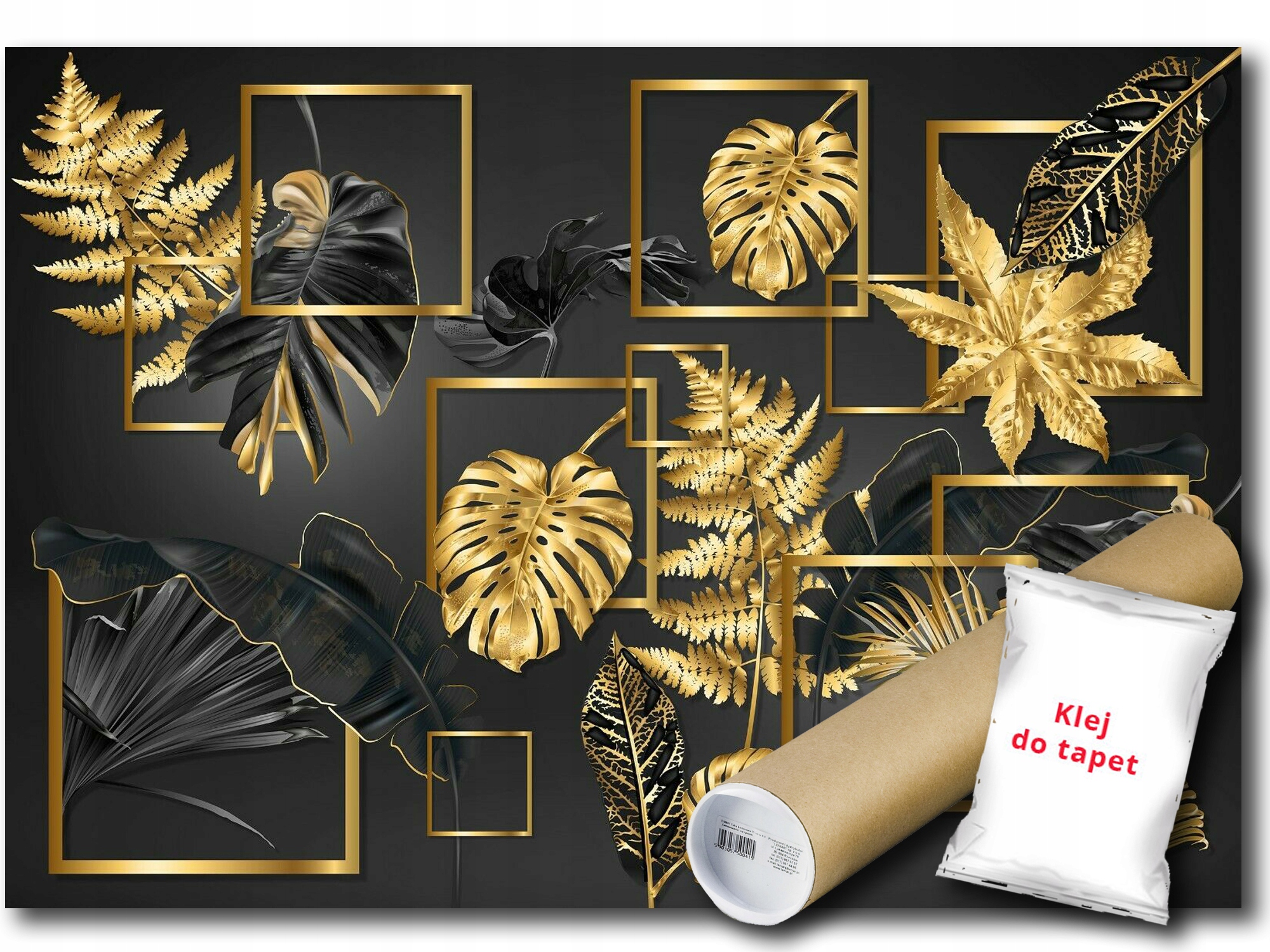 Fototapeta Flizelina Listy Čierna Zlato 416x254