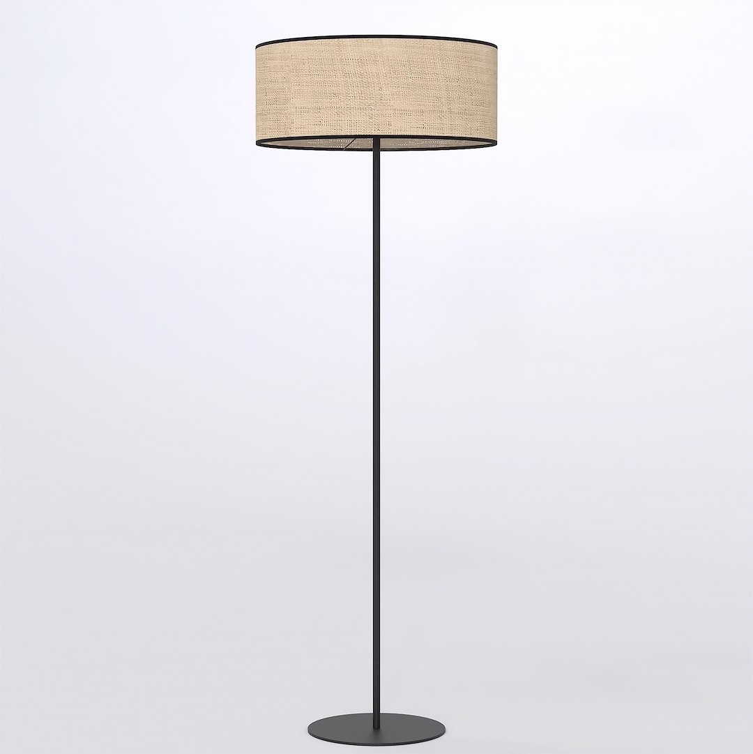 Podlahová lampa Eco LP1 Ratan čierna, 50 cm, výška 143 cm, E27