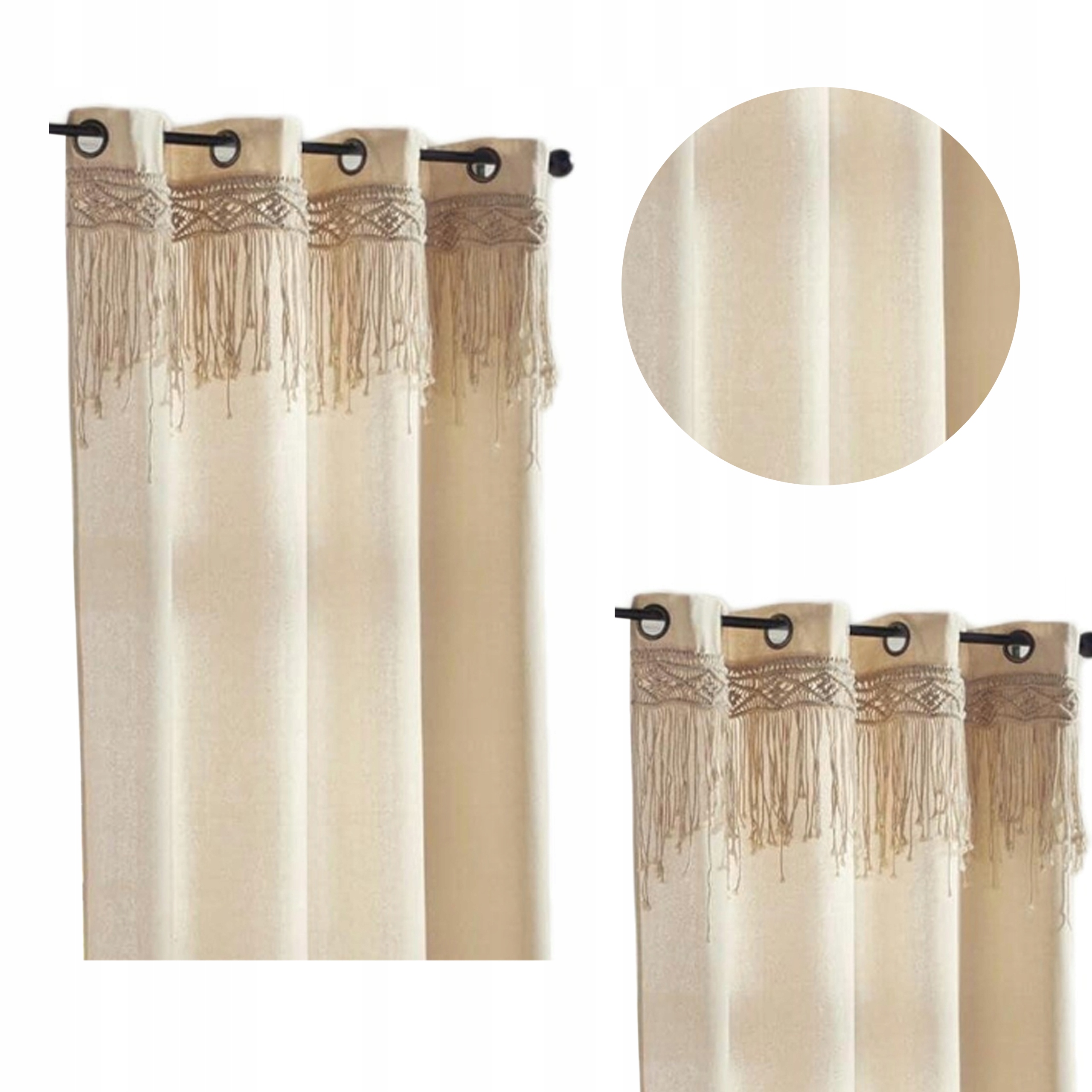 Záclona na kolieskach s makramé, klasická, 140 x 260 cm