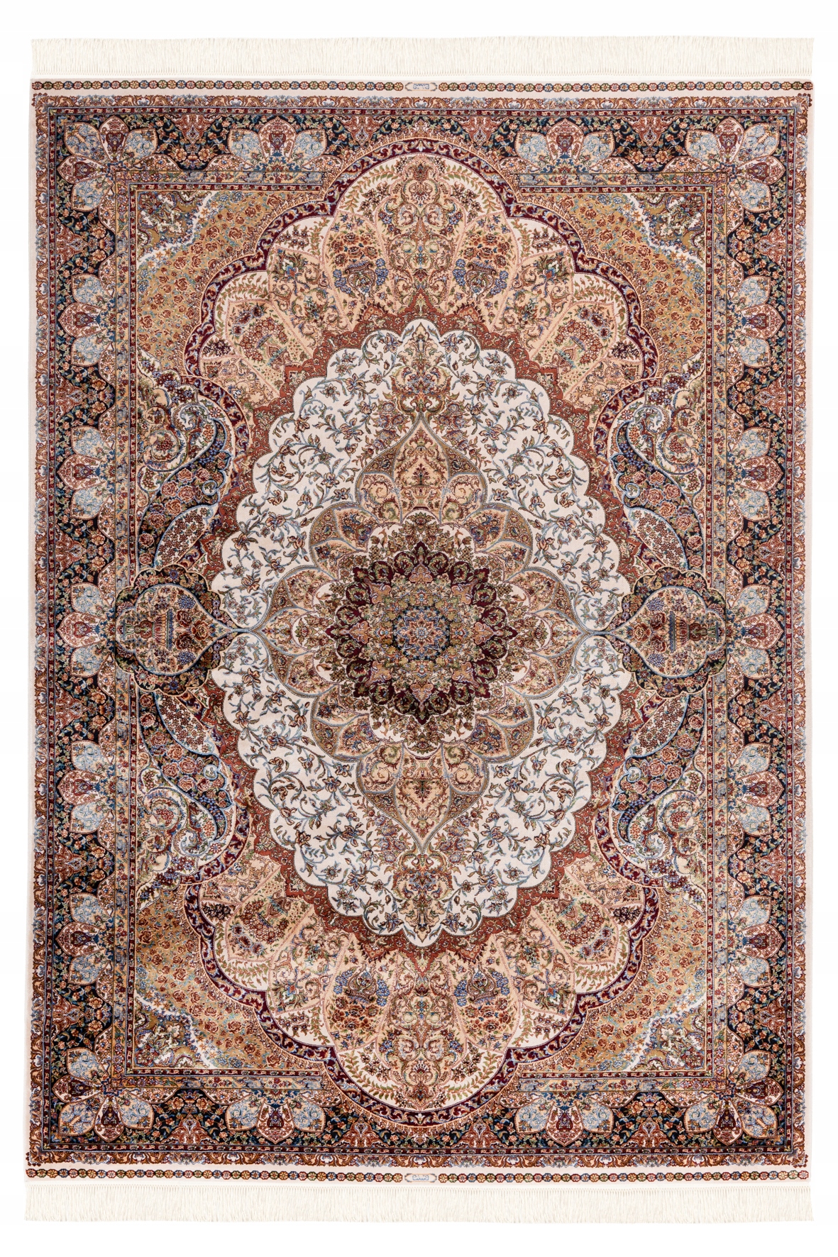 Kremowy Perski Dywan Z Frędzlami Ornament 140x200