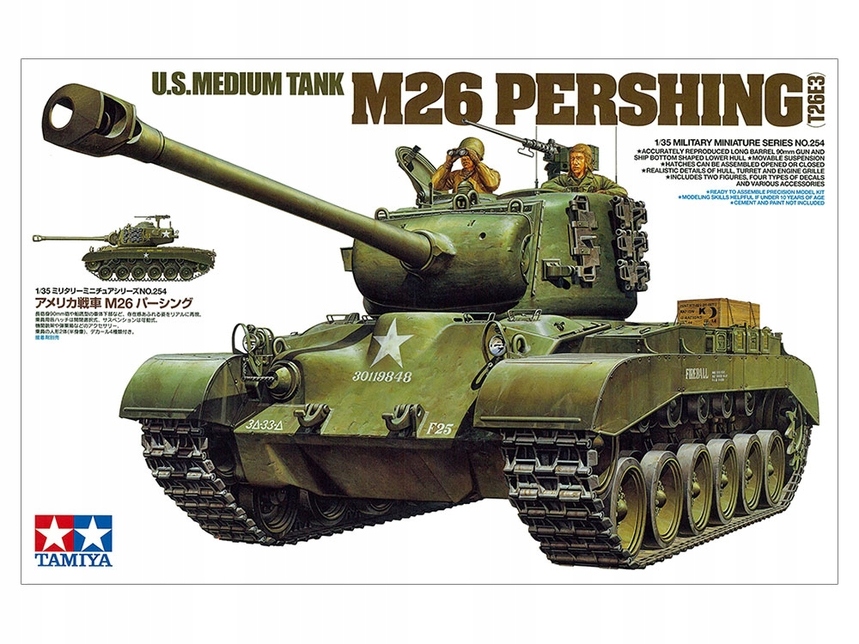 Tamiya 35254 M26 Pershing (T26E3) Tank Měřítko 1/35 Hobby Plastová sada Novinka