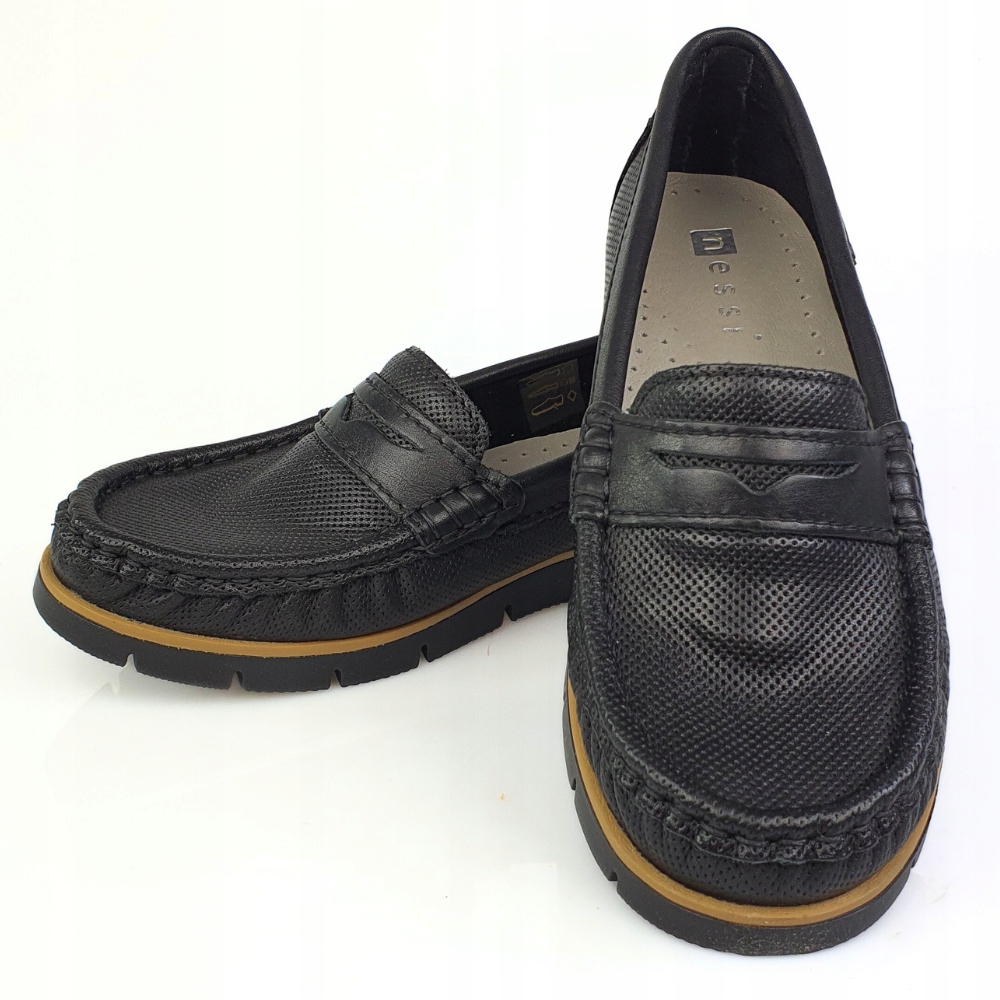 Nessi 76506 765 mokasyny czarne z wzorem skóra r. 41 Model 76506 czarny ST