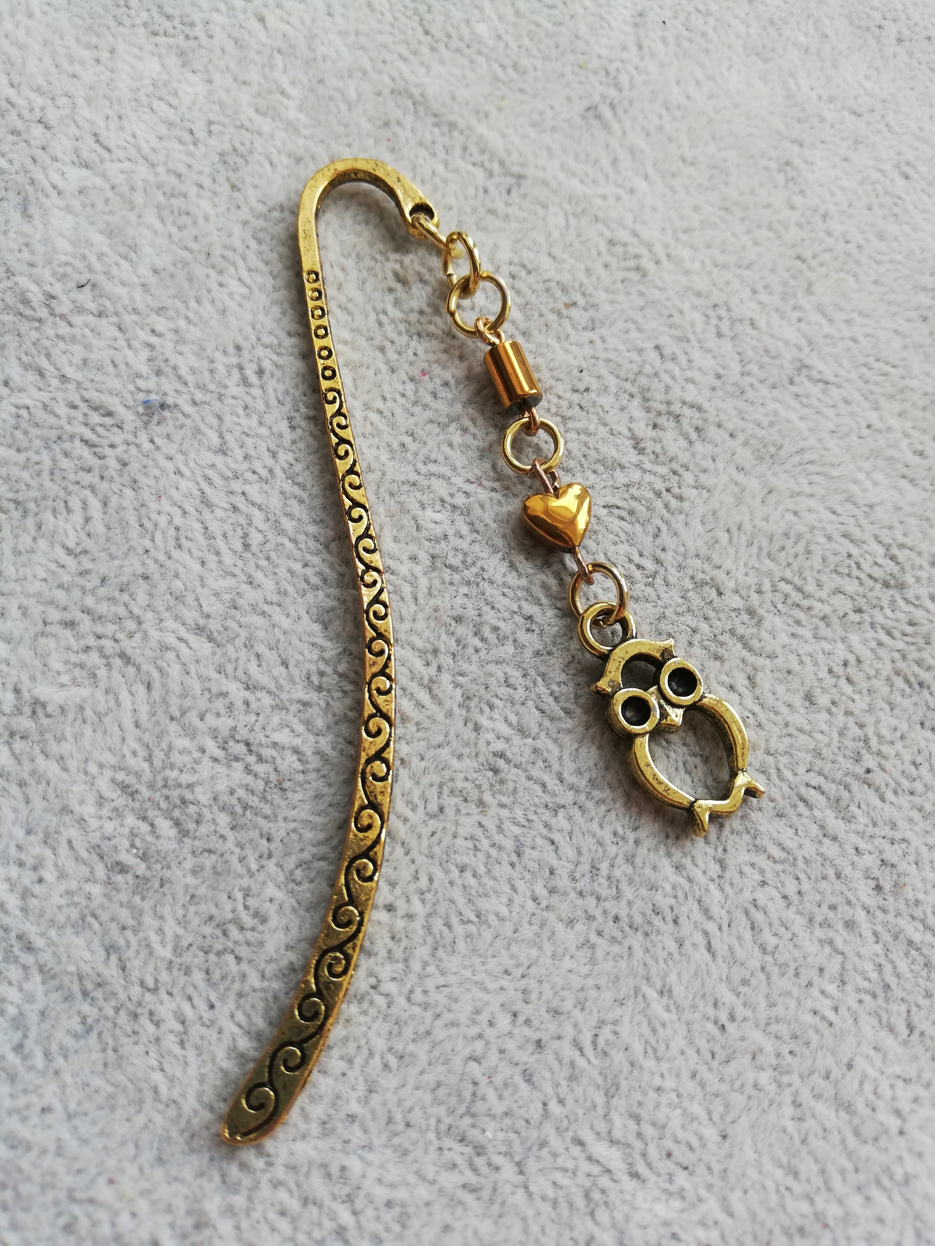 ANTYCZNA ZŁOTA ZAKŁADKA DO KSIĄŻKI SOWA SÓWKA