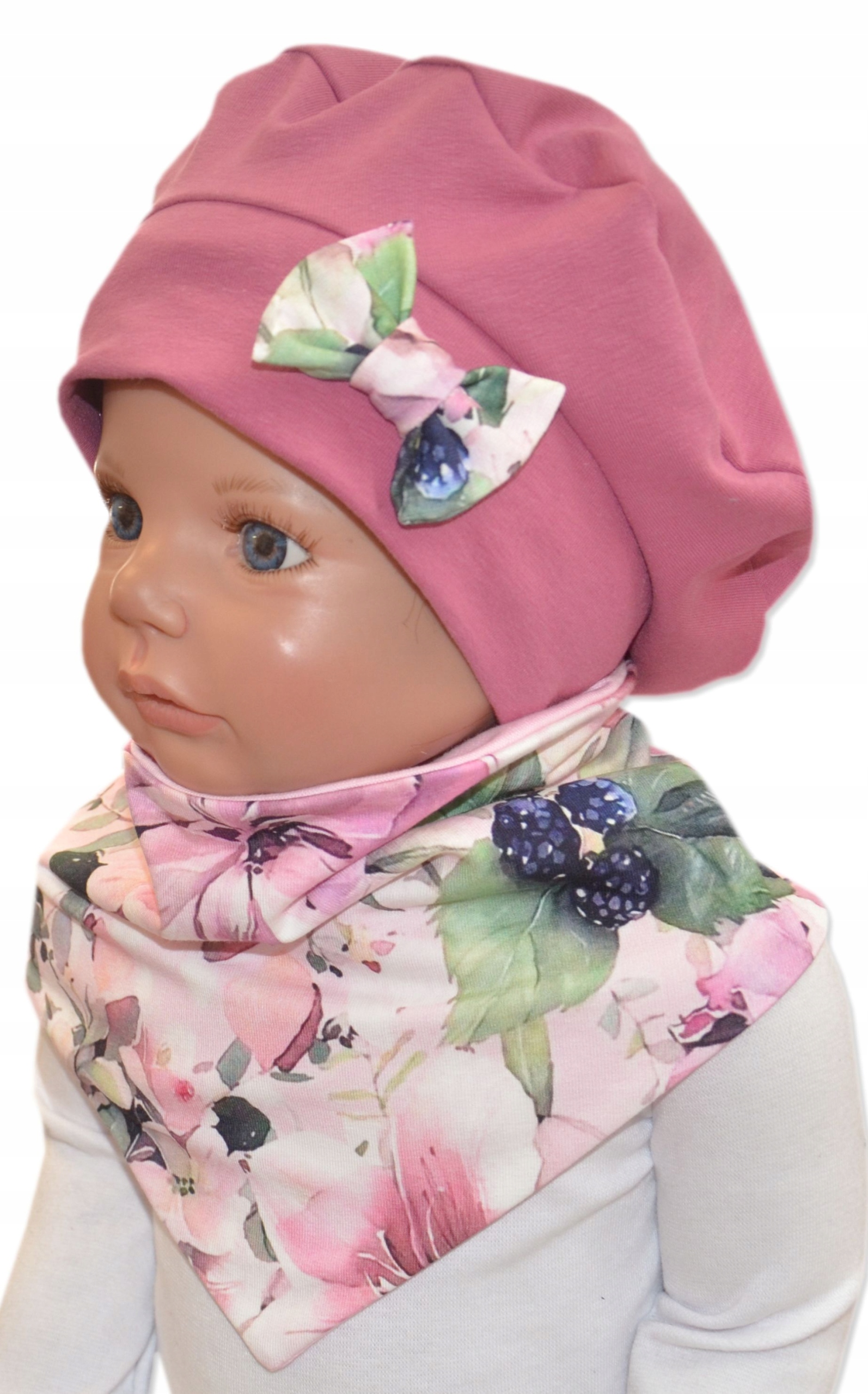 

Beret z chustą wiosna 48-52cm malaga