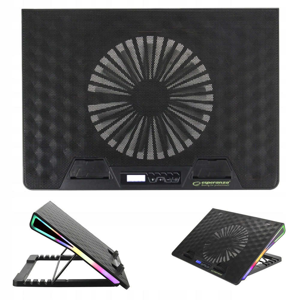 PODKŁADKA CHŁODZĄCA POD LAPTOP NOTEBOOK gamingowa RGB LED CICHA REGULOWANA