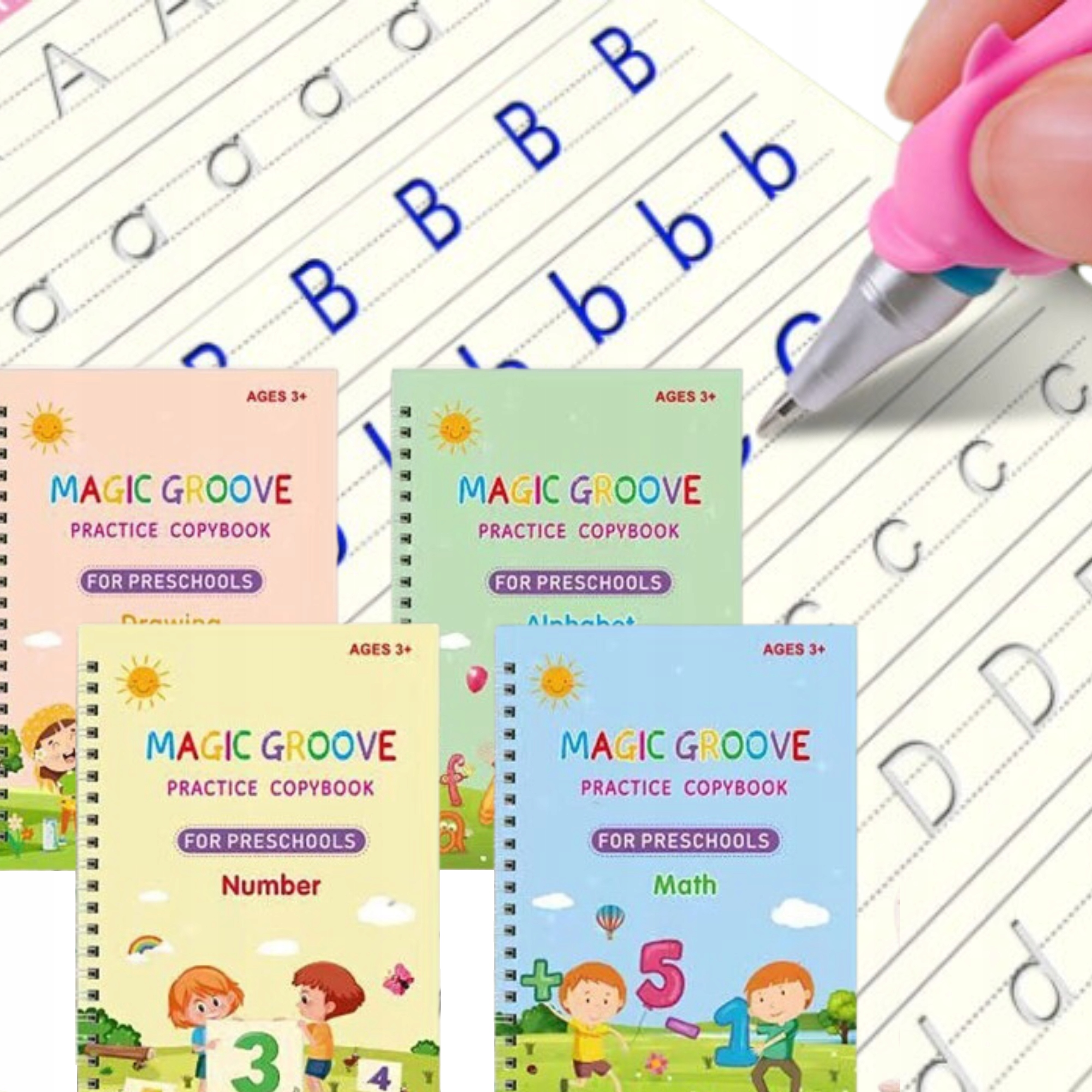 MAGICZNE KSIĄŻECZKI DO NAUKI PISANIA LICZENIA RYSOWANIA KALIGRAFIA NAUKA 4 ISBN 5906112653576