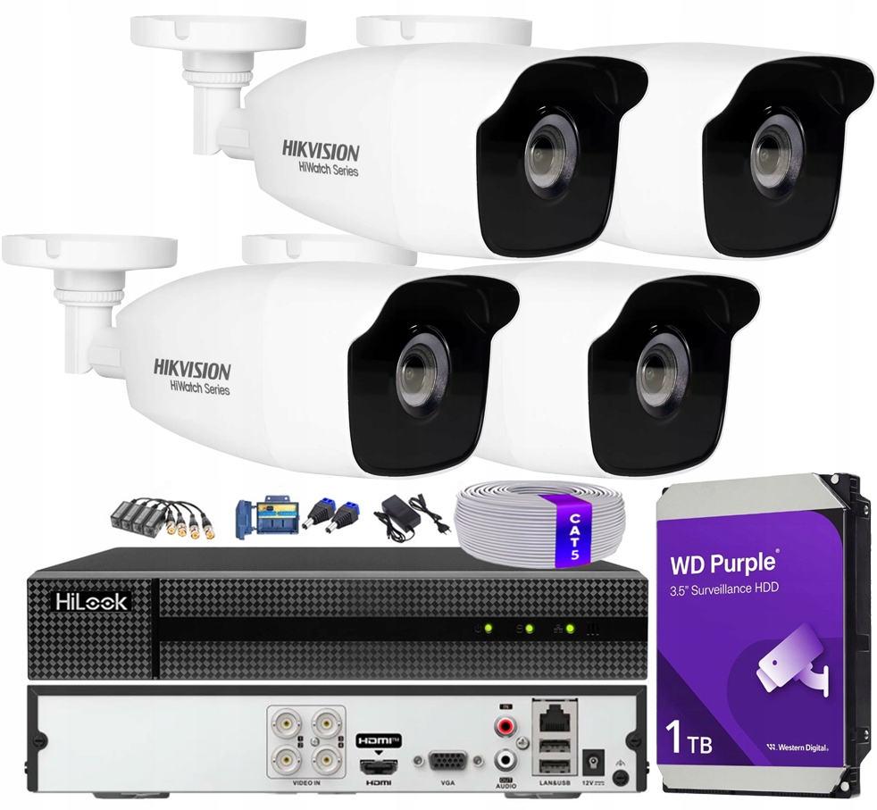 Monitorovací Sada Hikvision 4 Kamery Fullhd IR40 m Externí Aplikace Hik