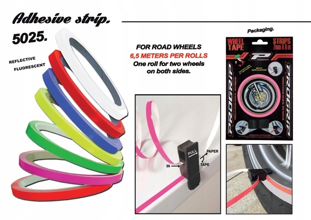 PROGRIP TAŚMA OZDOBNA NA FELGI (Z APLIKATOREM) CZERWONY (6,2 M) (PG5025RD)