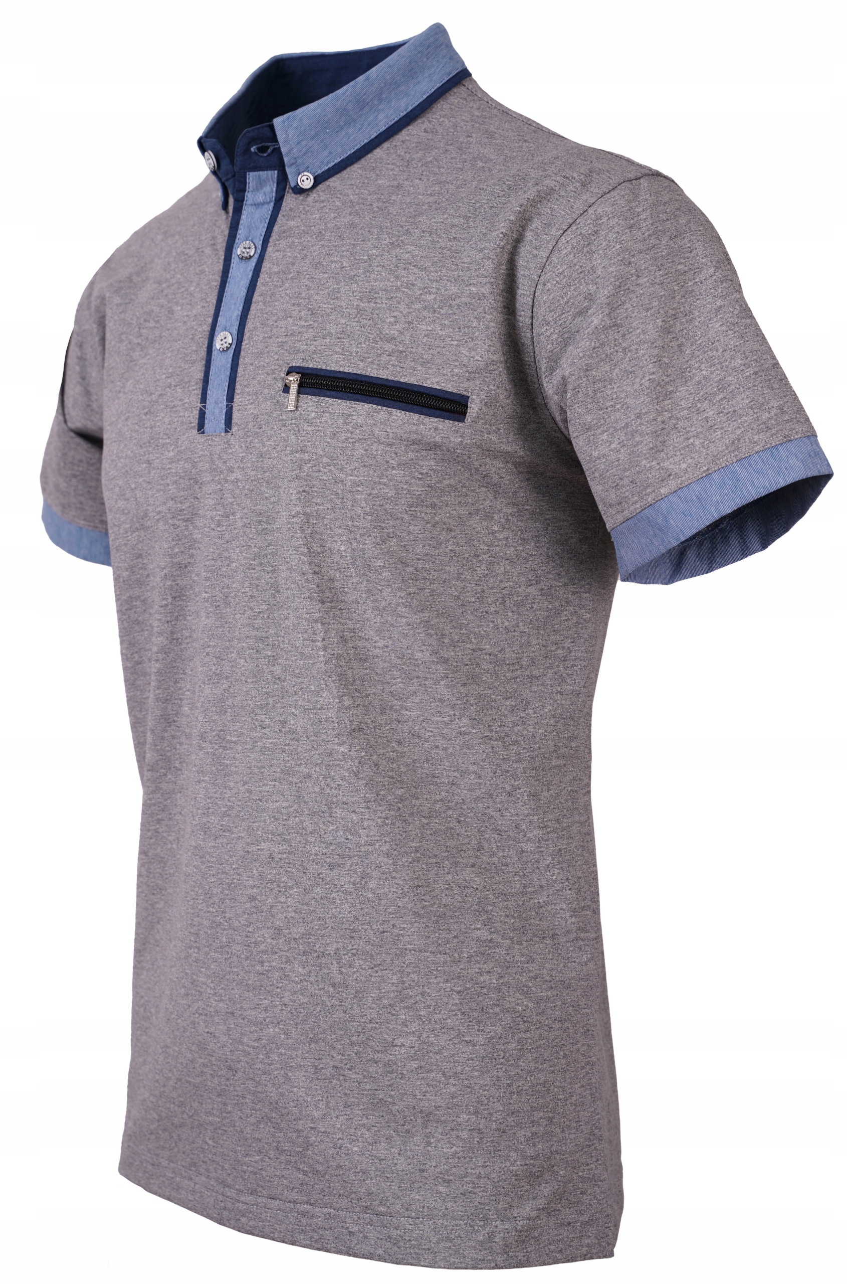 

T-shirt Polo Koszulka Siwa Kołnierzyk Duża 6XL