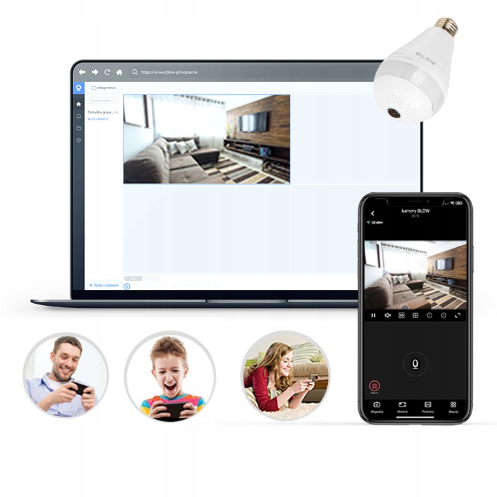 Kamera BLOW WiFi żarówka E27 110~220V 3MP interkom Rozdzielczość 3 Mpx