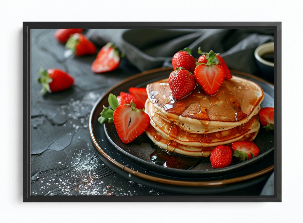 Obraz Rám Americký Box Kuchyně Jídlo Palačinky Pancake Jahody 120x80