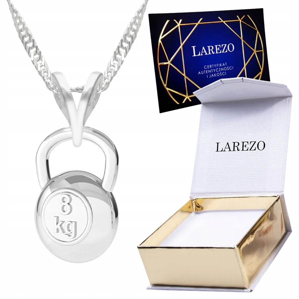 Naszyjnik Srebrny Ciężarek Kettlebell Wisiorek z Hantelką Hantel Srebro 925