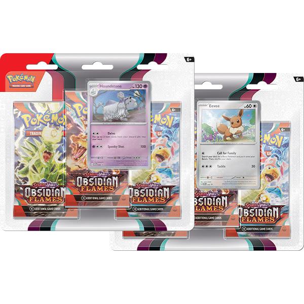 Zestaw Pokémon TCG: SV - Obsidian Flames - 2x 3-pack blister (Eevee+Houndst