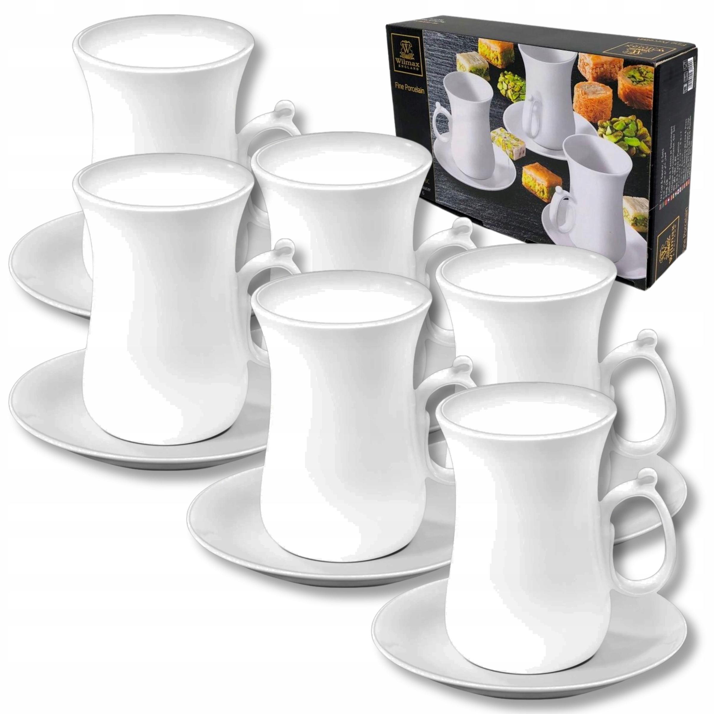 Zestaw 6 filiżanek ze spodkiem Styl Arabski do kawy Porcelana 120 ml Wilmax