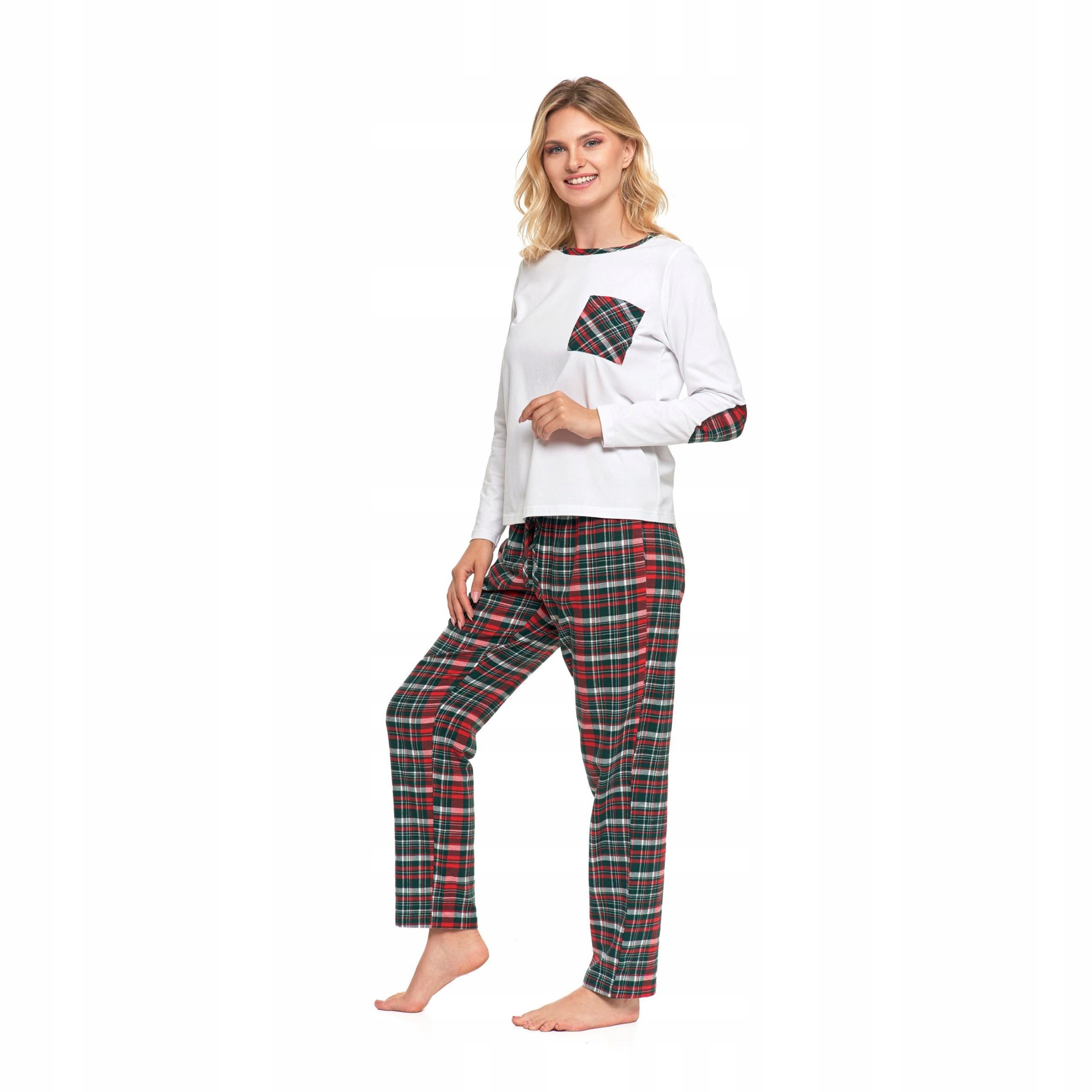 Dámské pyžamo M s dlouhým rukávem, dlouhé kostkované kalhoty Moraj PDD6000