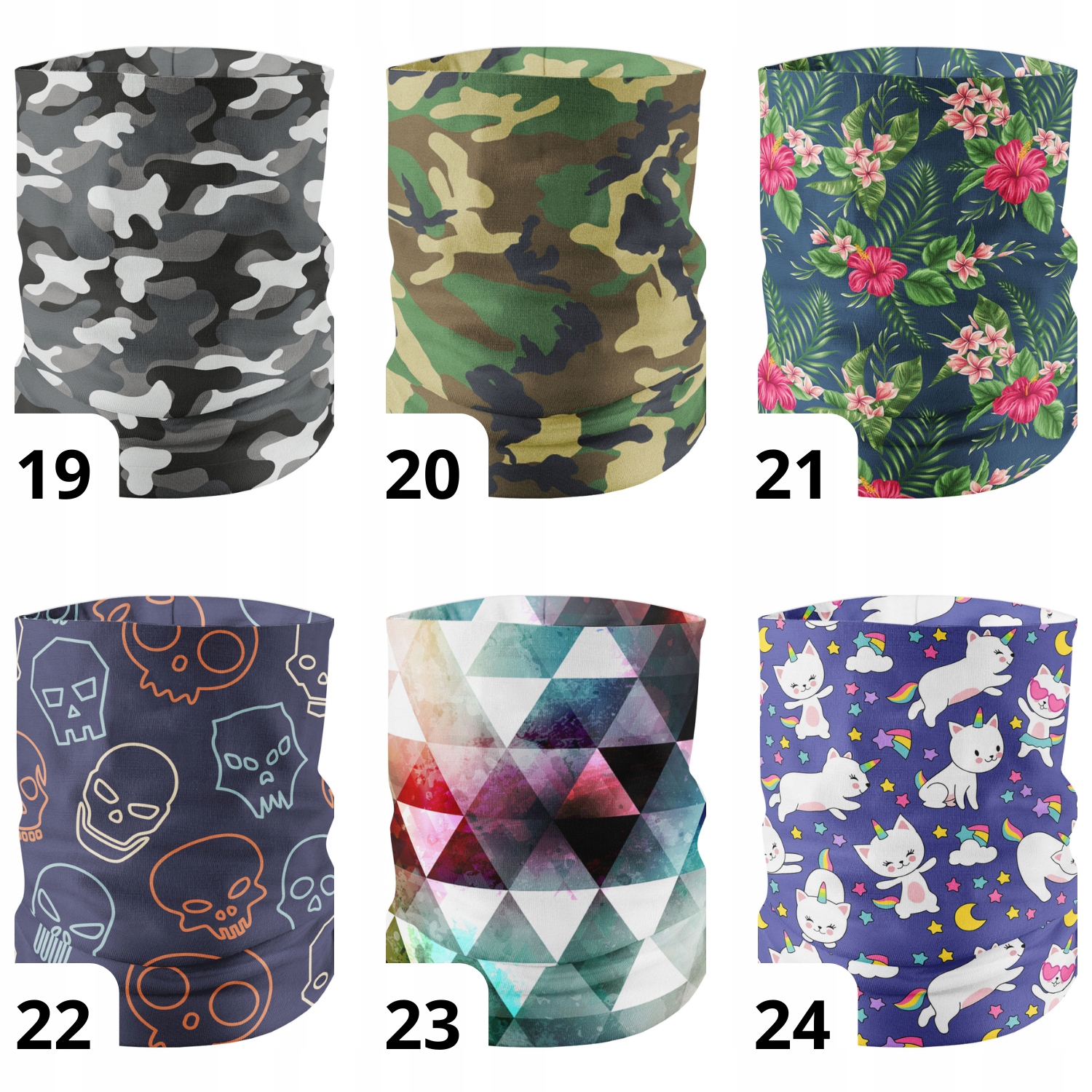 Chusta Wielofunkcyjna Szal Komin Funkcyjny Tuba Opaska WZORY Kolor wielokolorowy