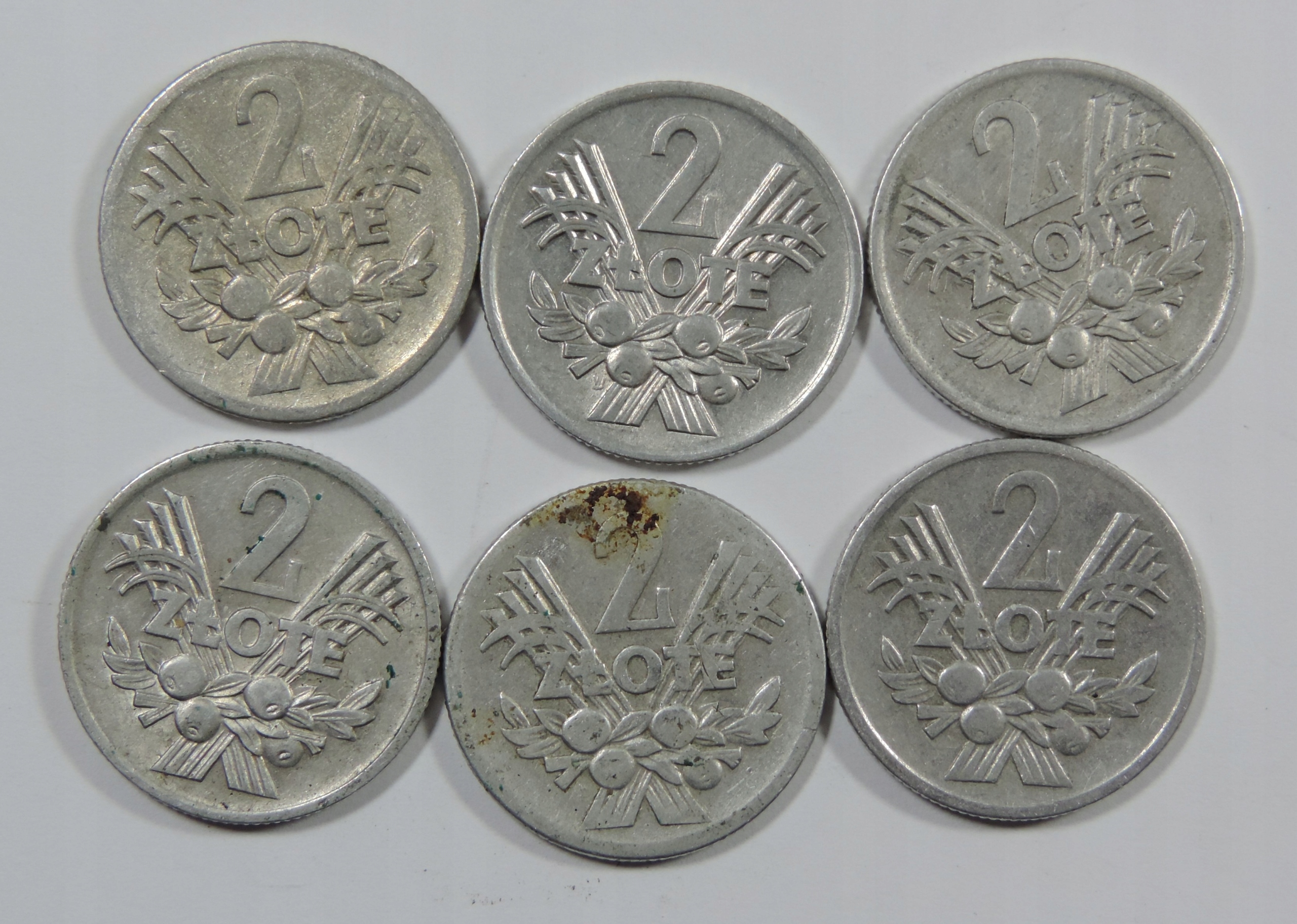 ZESTAW 6x MONETA OBIEGOWA - POLSKA PRL - 2 ZŁOTE - JAGODY -YA1894