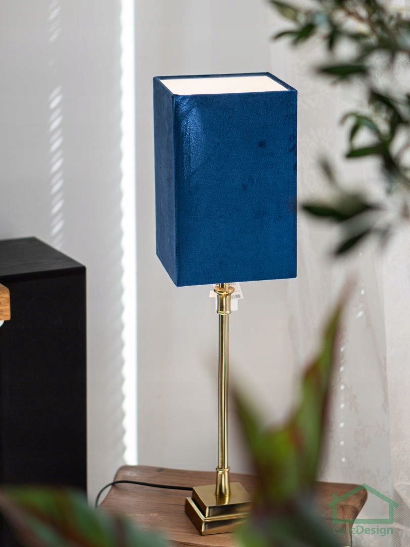 Abażur niebieski prostokąt welwet boho Marka inna