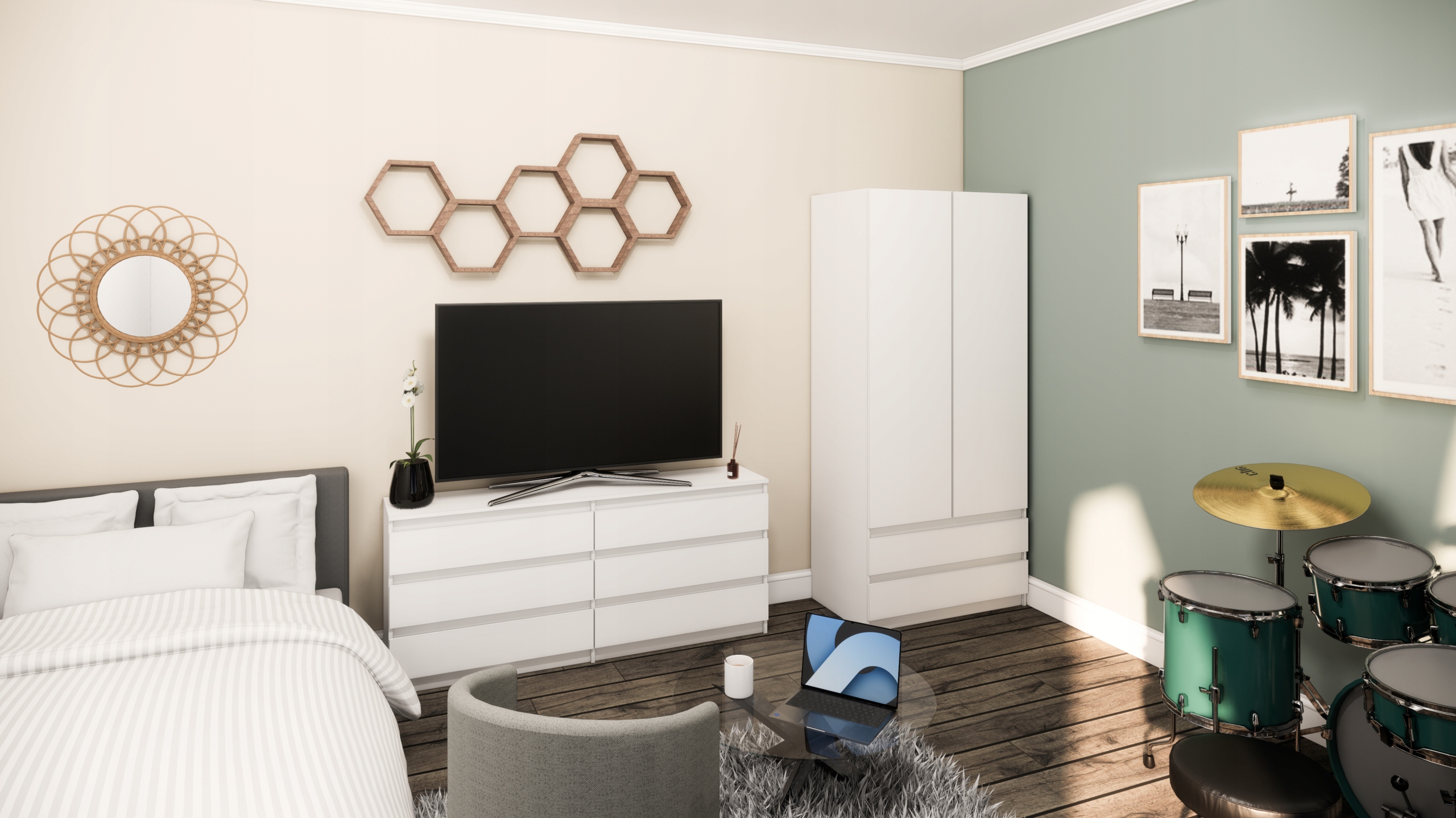 Szafa garderoba dwudrzwiowa 90 cm pojemna biała Kod producenta S2D2S90