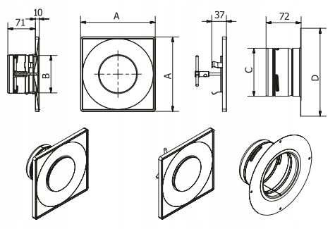 Anemostat metal nawiewno- wywiewny fi 100 biały Kolor dominujący biały