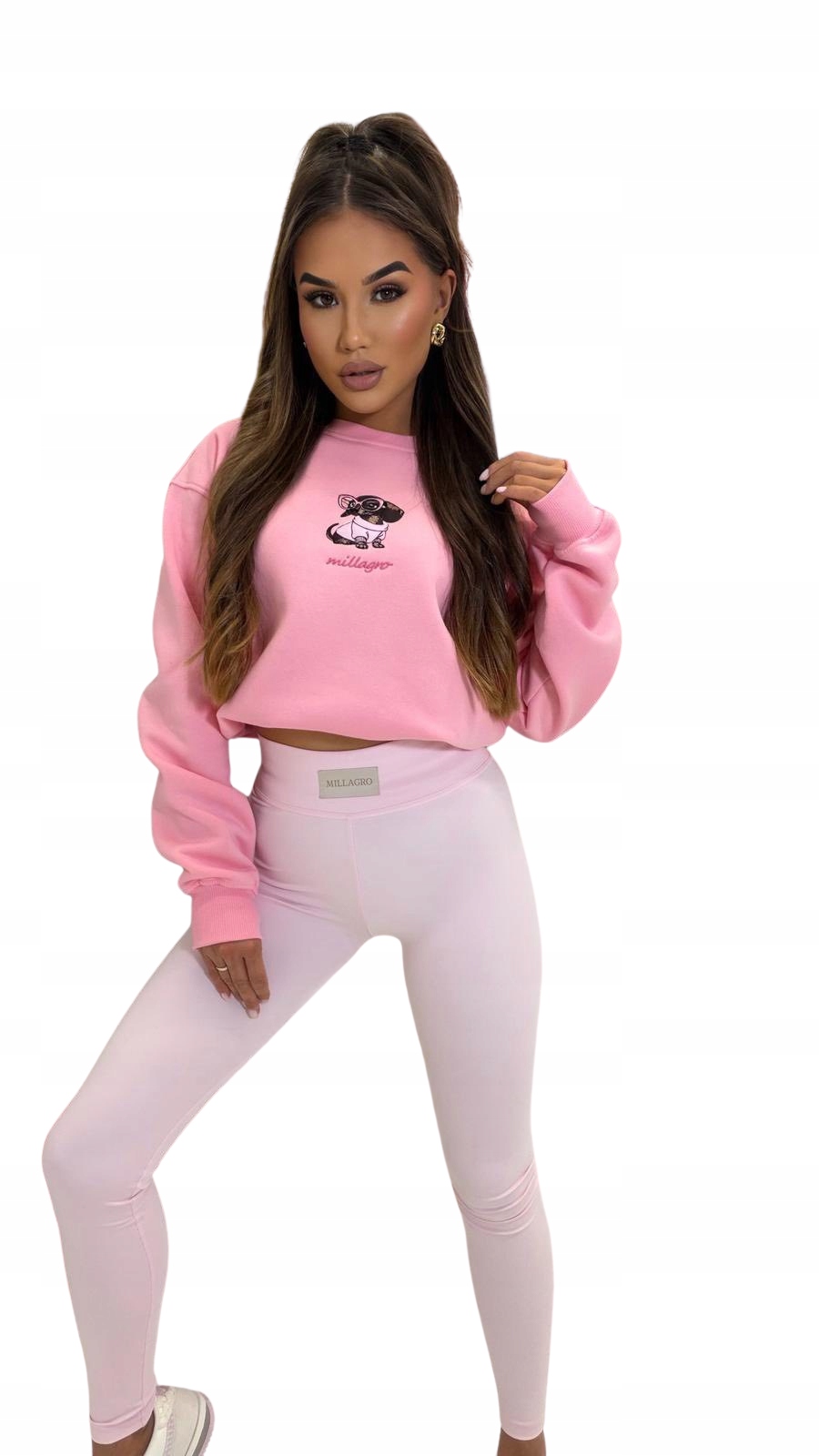 Dámské modelovací krycí legíny Millagro Bella s nášivkou pudrově růžové