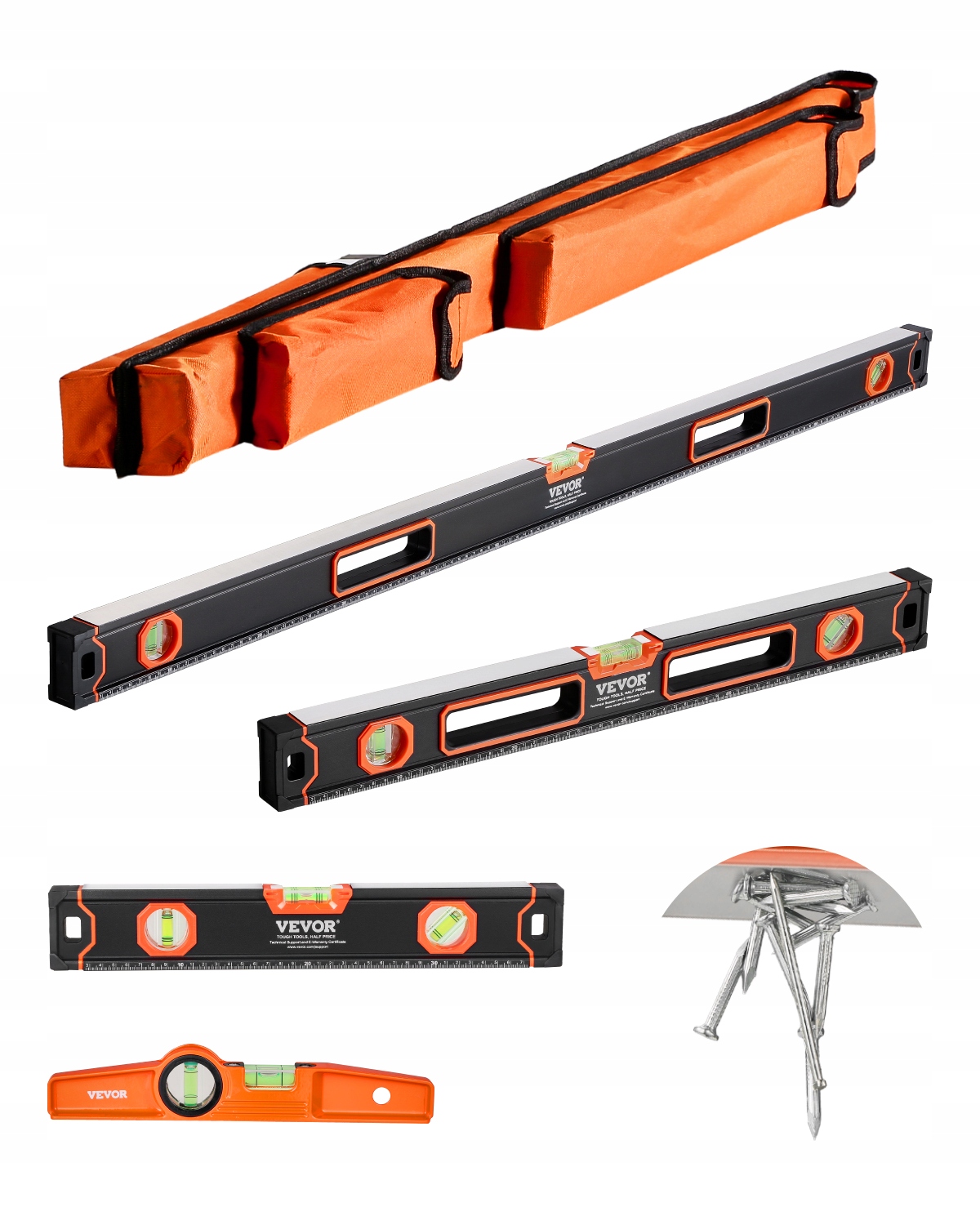 Sada Vodováh Torpedo Vevor 4 Prvky 120 60 40 25 CM Magnetické