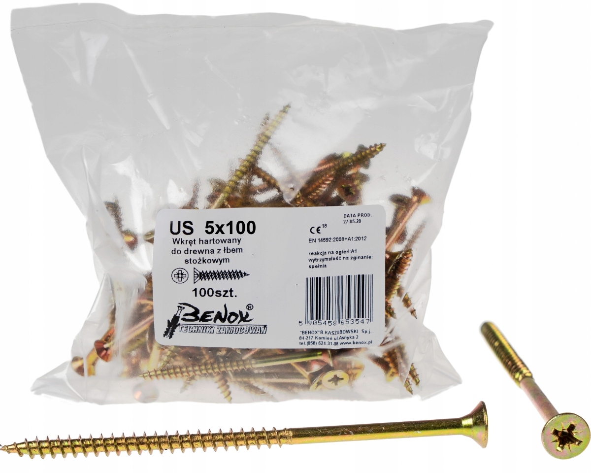 

Wkręt hartowany z łbem stożkowym Us 5x100 100szt