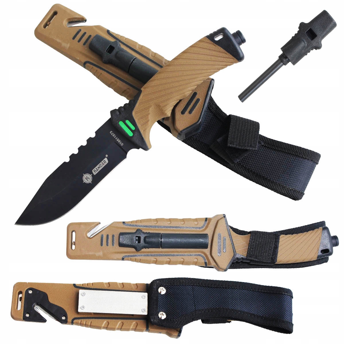 Taktický Nůž Bushcraft Edc Firestarter, ořezávátko křesadlo Kandar ND75