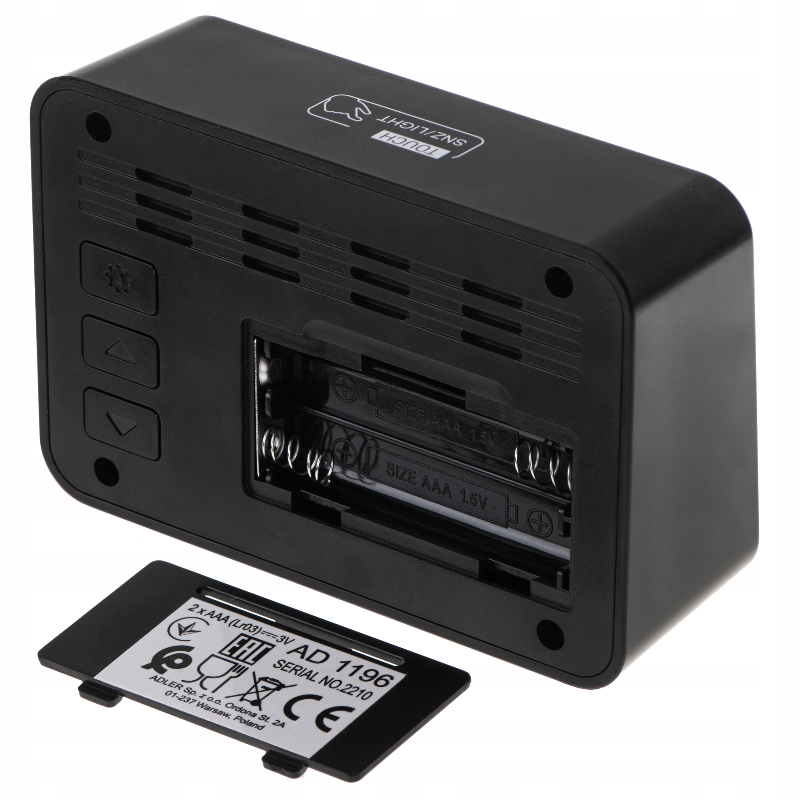 BUDZIK ZEGAR ALARM CZAS DATA TEMPERATURA 2 x AAA Kolor czarny